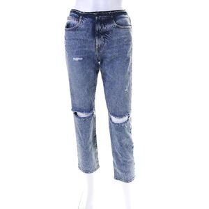 AO.LA by Alice + Olivia Womens Blue Medium Wash High Rise Straight Jeans Size 24